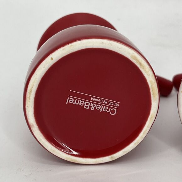 Crate & Barrel Porcelain Creamers (2) Red Holiday Christmas Hot Cocoa - Picture 2 of 6